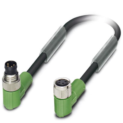 Phoenix Contact M8 to M8 Cordset; SAC-4P-M 8MR/1.5-PUR/M 8FR; Female Right Angle to Male Right Angle; 4-Pin; 4-Wire to 4-Pin; 1.5m PUR Cable